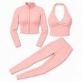 SSD Lifting Women’s 3-Piece Activewear Set – Cropped Jacket, Halter Top & Leggings