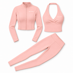 SSD Lifting Women’s 3-Piece Activewear Set – Cropped Jacket, Halter Top & Leggings