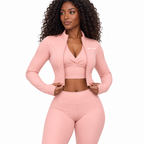 SSD Lifting Women’s 3-Piece Activewear Set – Cropped Jacket, Halter Top & Leggings